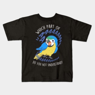 Blue and Gold Macaw Aaaa Kids T-Shirt